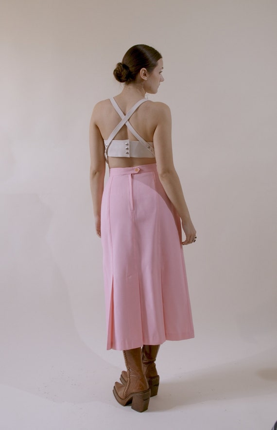 Bubble Gum Pink Pleated Pencil Skirt Ankle Length - image 3