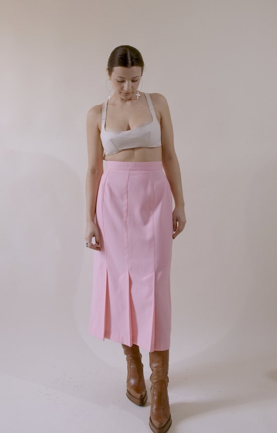 Bubble Gum Pink Pleated Pencil Skirt Ankle Length - image 6