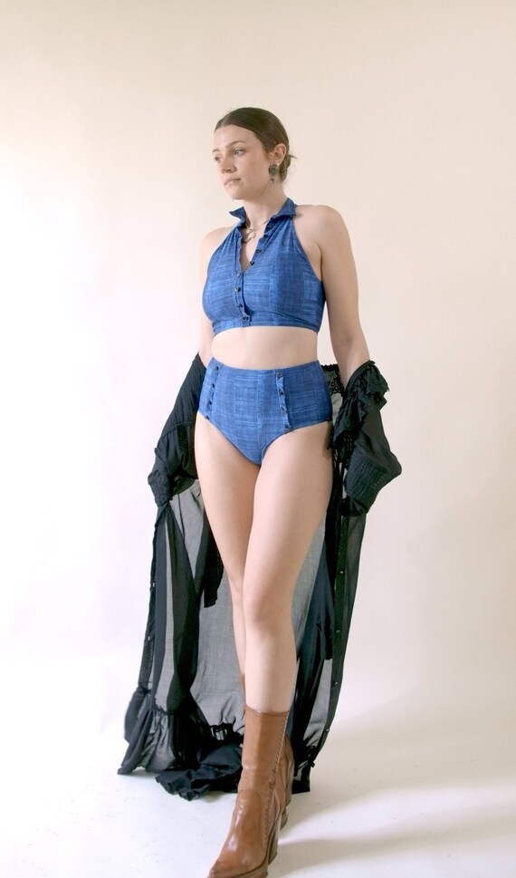 90s Y2K Denim High Waist Bikini High Waisted Swim