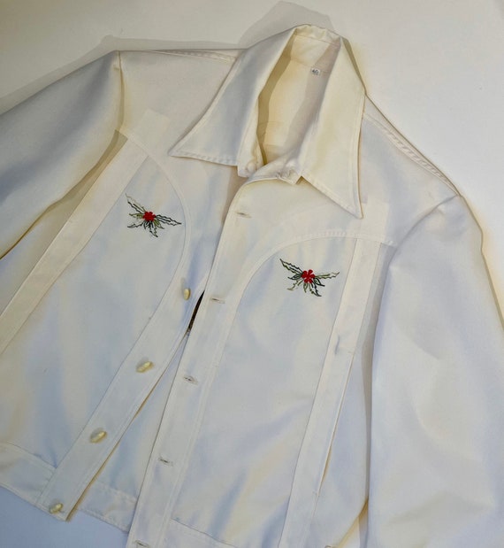 70s Embroidered Light Weight Cream Jacket - image 8