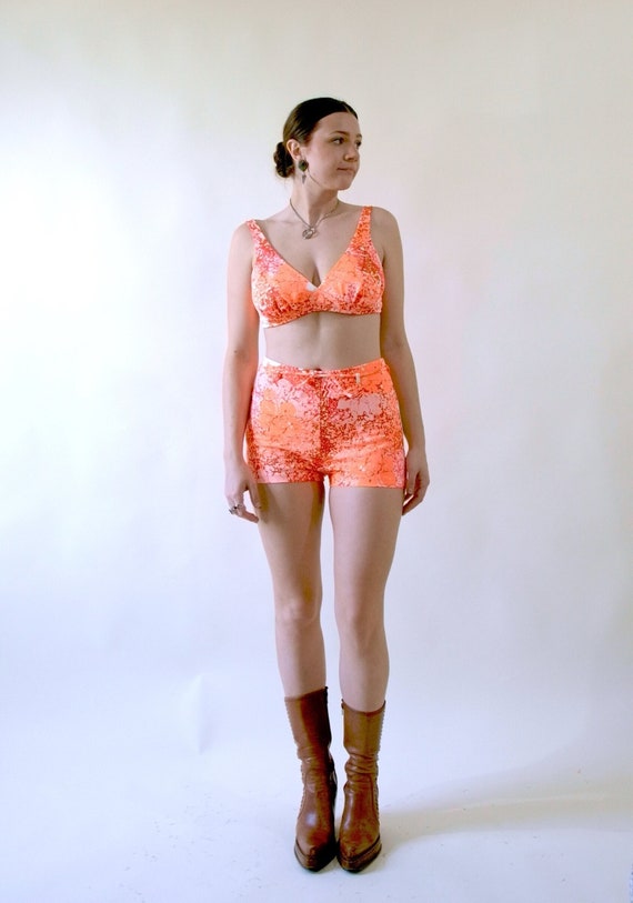 Catalina 70s Day Glow Pink Orange Bikini Two Piece