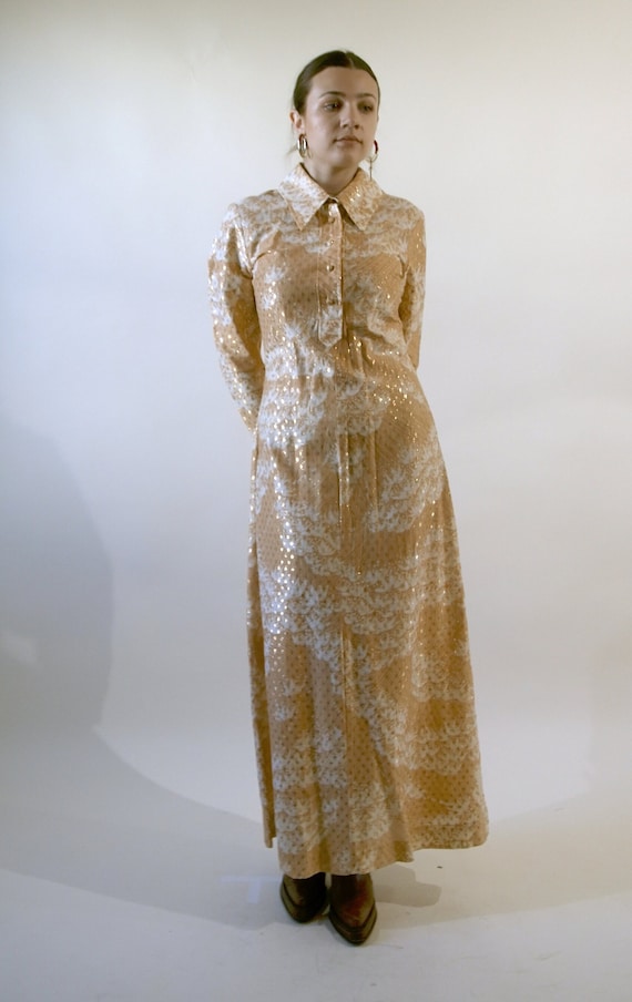 Gorgeous Handmade Vintage Gold Shirt Dress - image 1