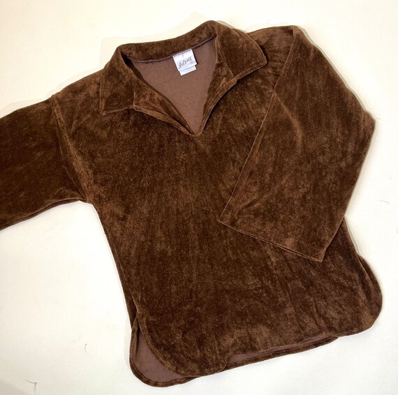 Terry Knit Collared Top: Red/Cream