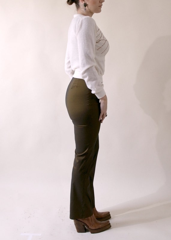 Amazing Olive Gold Stretch Party Pants - image 4