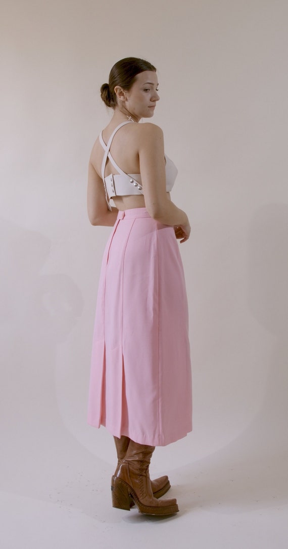 Bubble Gum Pink Pleated Pencil Skirt Ankle Length - image 5