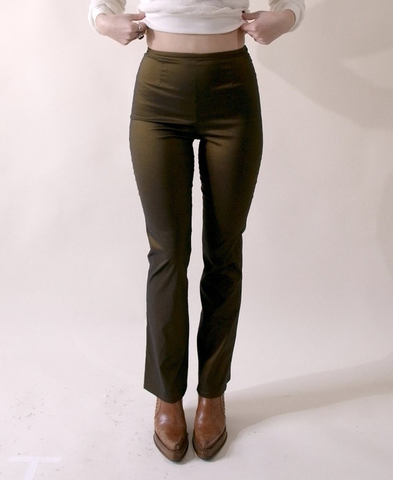 Amazing Olive Gold Stretch Party Pants - image 2