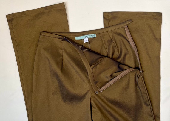 Amazing Olive Gold Stretch Party Pants - image 6