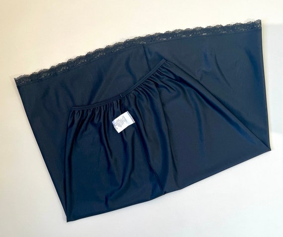 Black Midi Slip Skirt 70s Semi Sheer Half Slip - image 10