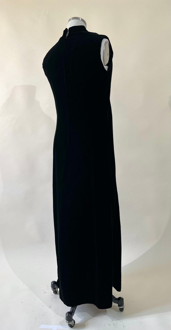 60s Cheongsam Black Velvet Dress - image 4