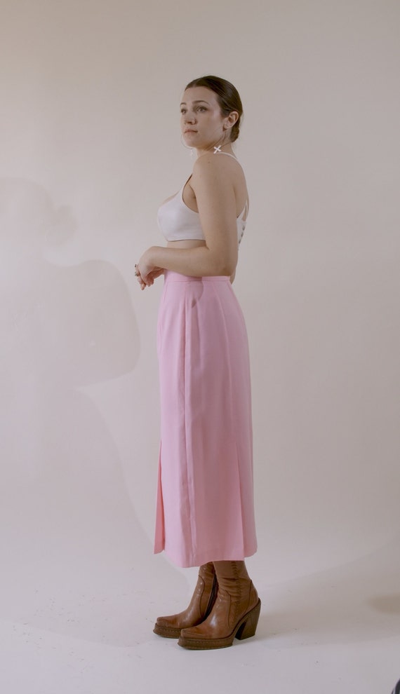 Bubble Gum Pink Pleated Pencil Skirt Ankle Length - image 2