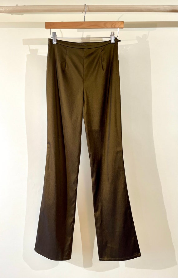 Amazing Olive Gold Stretch Party Pants - image 5