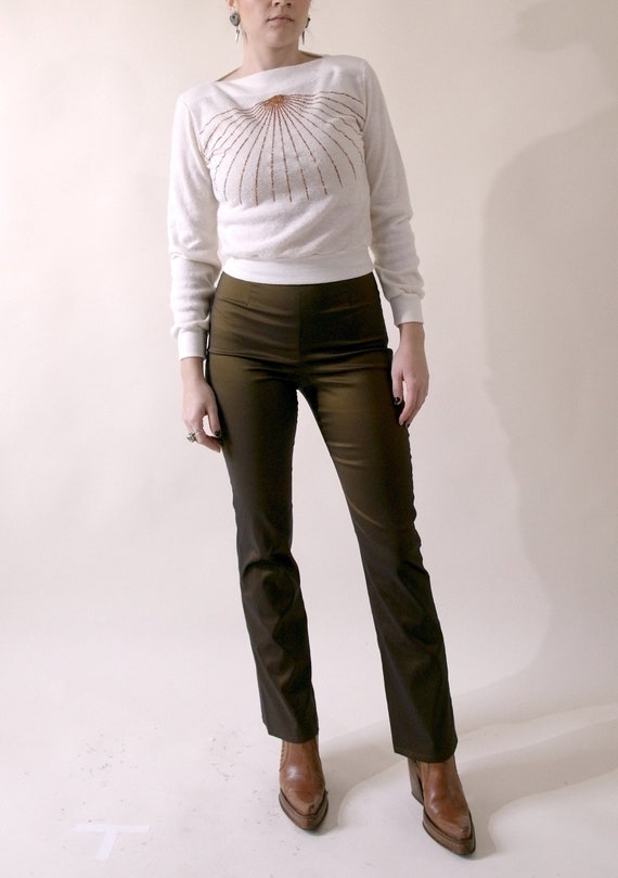Amazing Olive Gold Stretch Party Pants - image 1