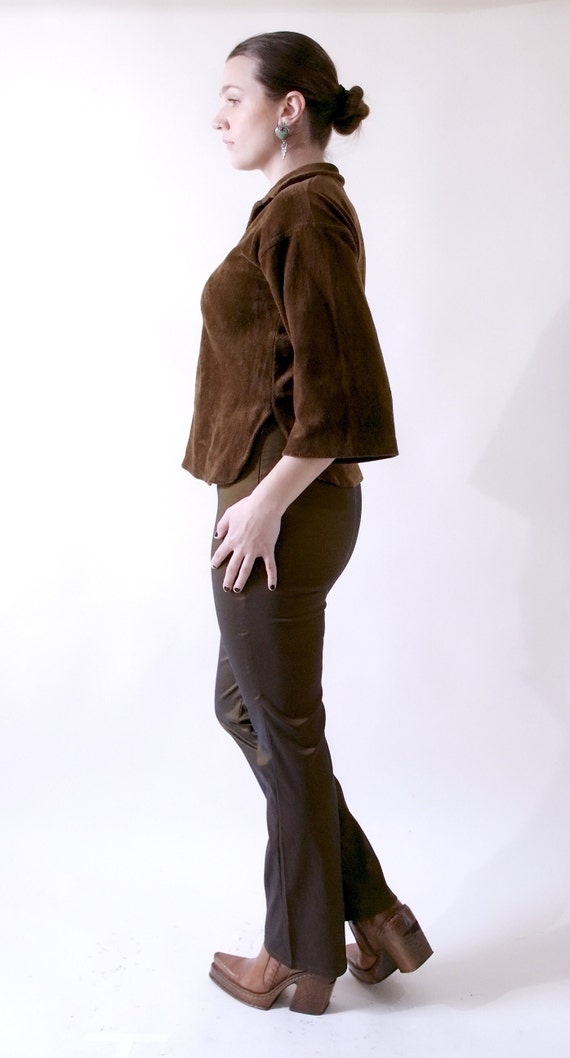Terry Knit Collared Top: Navy/Cream
