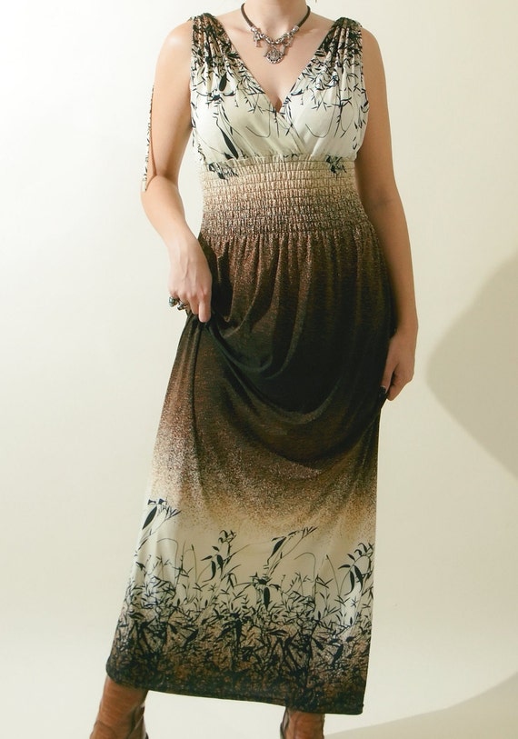 1990s Natural Stretch Maxi Dress - image 2