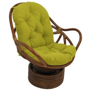 Brigham Swivel Papasan Wicker Chair, Beige