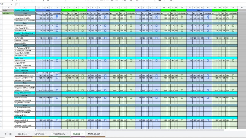 8-week Strength and Hypertrophy Lifting Program – Google Sheet and ...