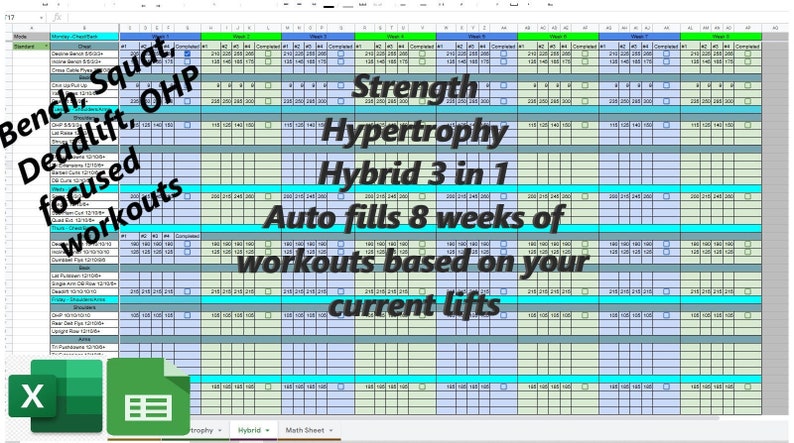 8-week Strength and Hypertrophy Lifting Program – Google Sheet and ...