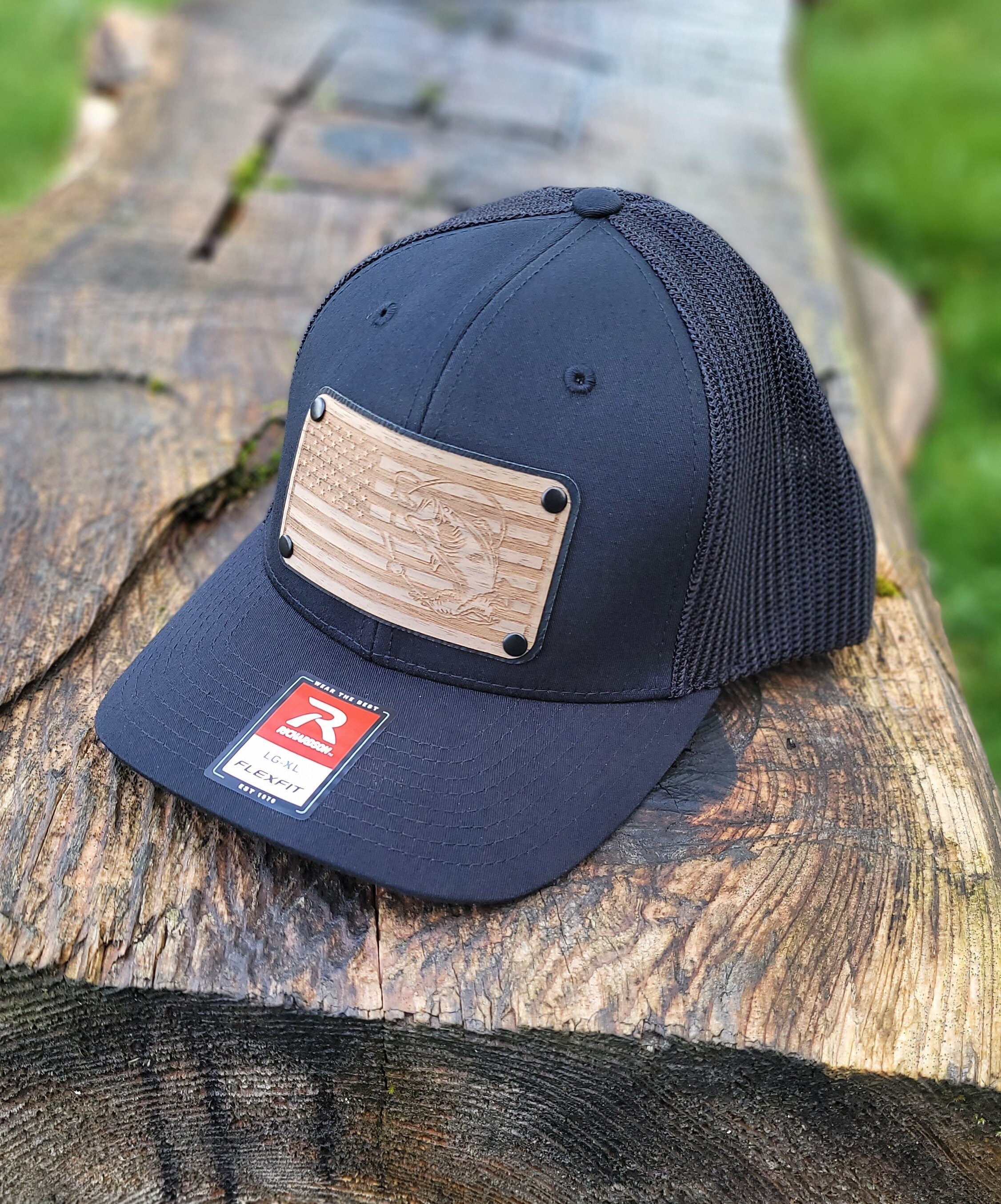 Fishing Hat Bass Fish Wood Patch Hat 