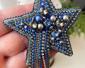 Star brooch Beaded brooch Handmade brooch Jewelry beaded brooch Small gift
