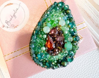 Broche de contas de abacate Handmadecanada Broche feito à mão Broche de contas de joias Pequeno presente