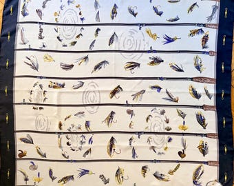 HERMÈS FLIES 1988 Silk Scarf designed by Cathy Latham