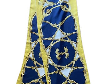 Maxi twilly en soie HERMÈS jaune et bleu