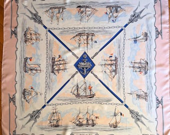 Foulard en soie HERMÈS la MARINE en BOIS 2000 créé par Pierre Peron