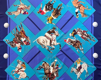 HERMÈS Scarf « MONDE Du POLO - Cup Palm Beach » 1987