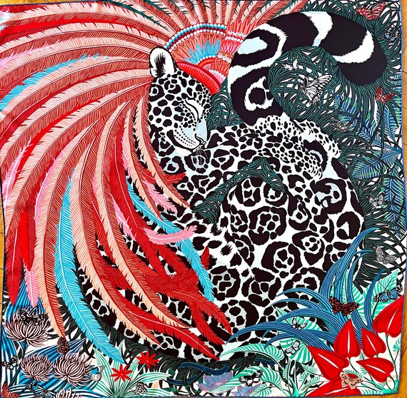 HERMESツイリーJAGUAR QUETZALシルクマルチカラー HERMES JAGUAR QUETZAL 2021 by Alice Shirley - Etsy