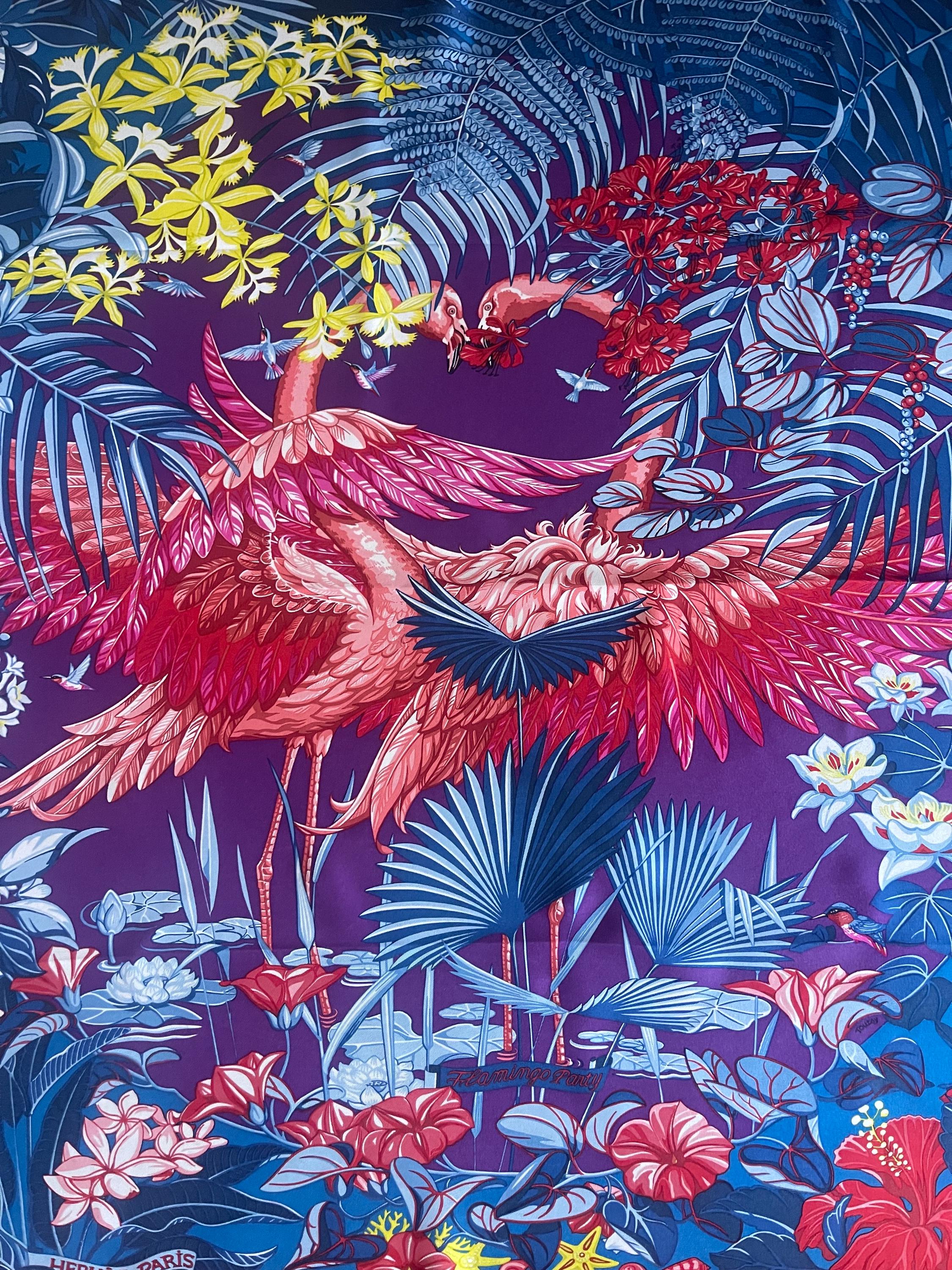 HERMÈS Silk Scarf “FLAMINGO PARTY” 2015 - Etsy
