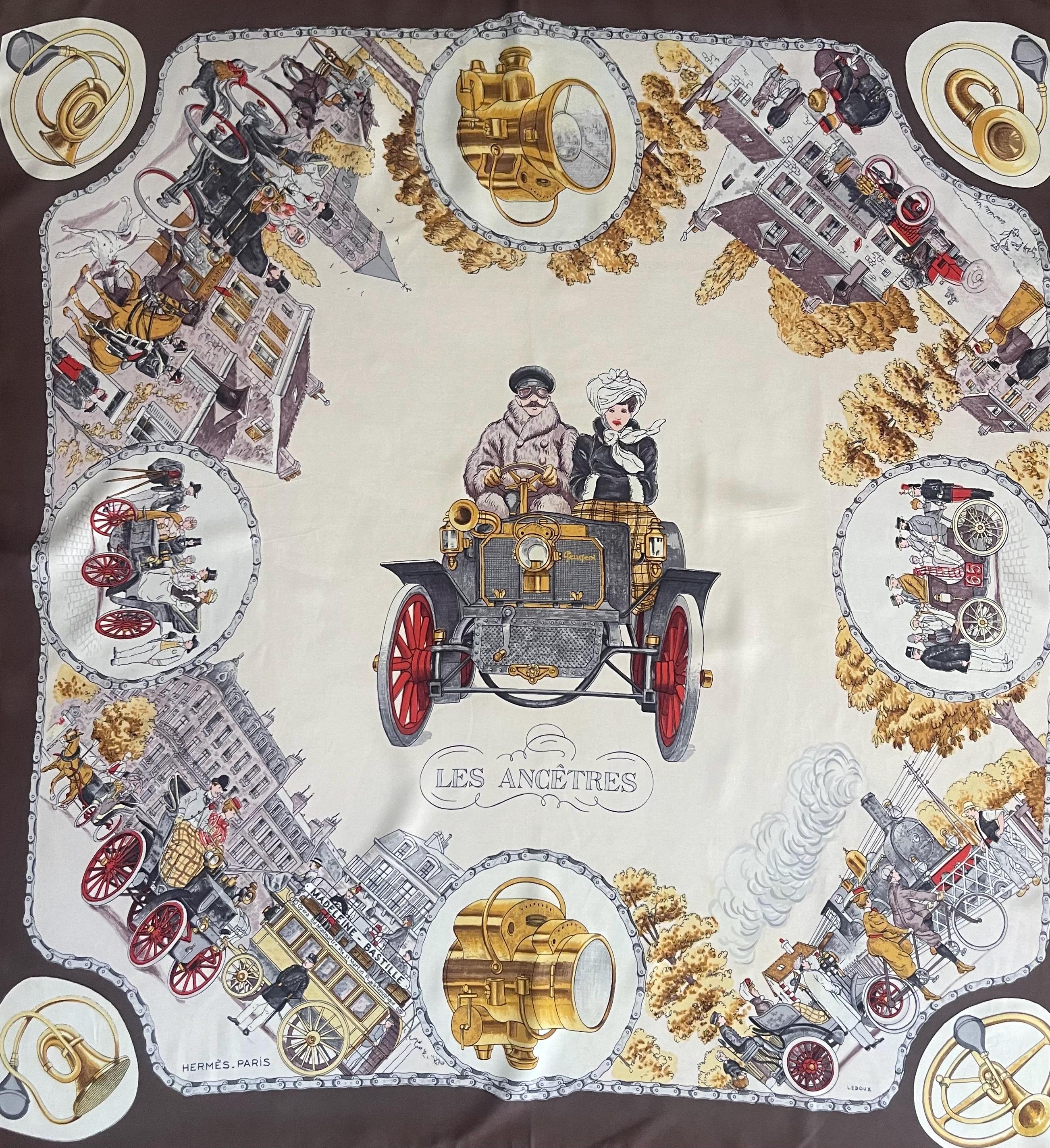 HERMÈS Silk Scarf “Les ANCÊTRES” 1963