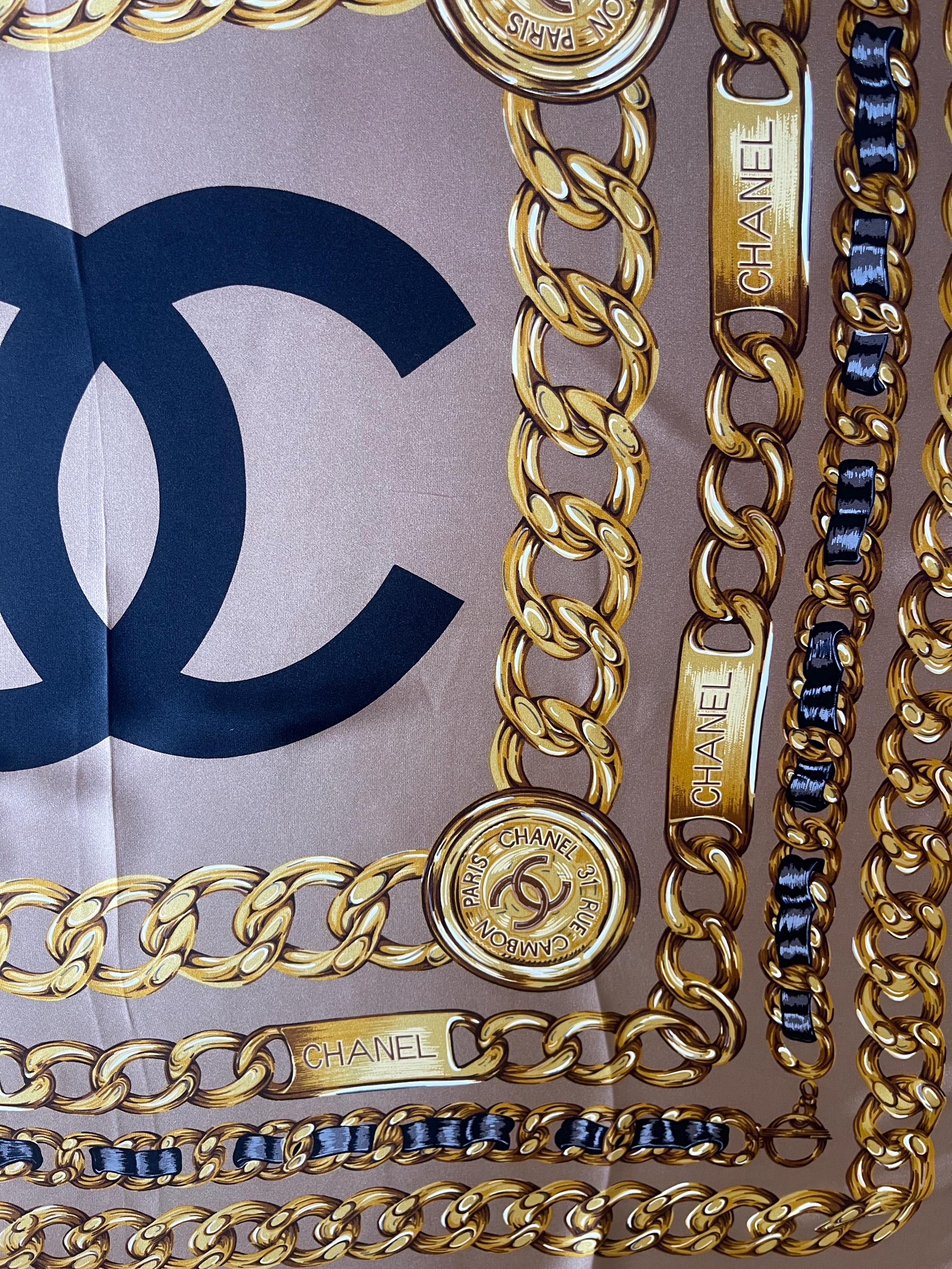 CHANEL Grey CHAIN SILK Scarf - Etsy