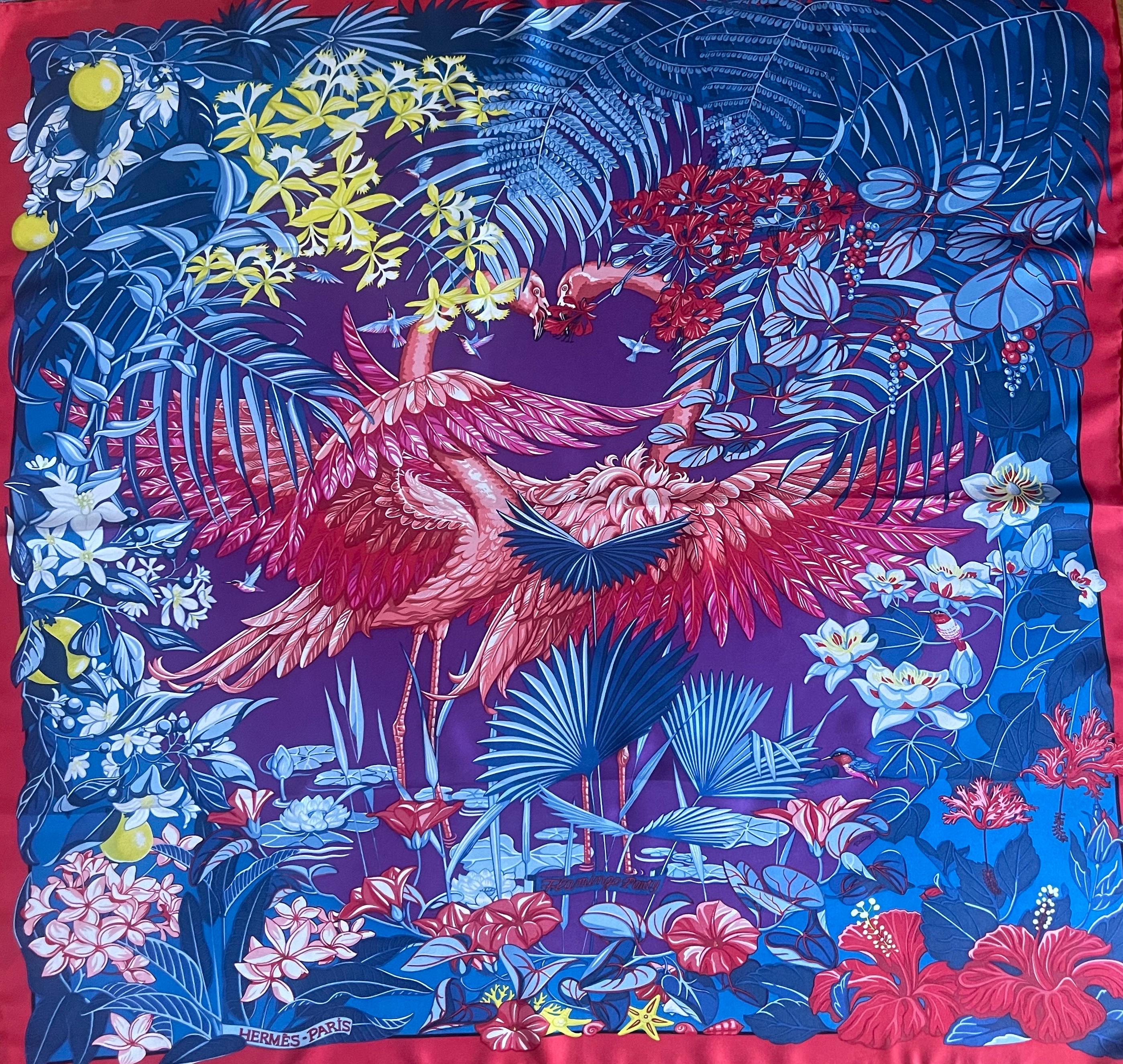 HERMÈS Silk Scarf “FLAMINGO PARTY” 2015 - Etsy