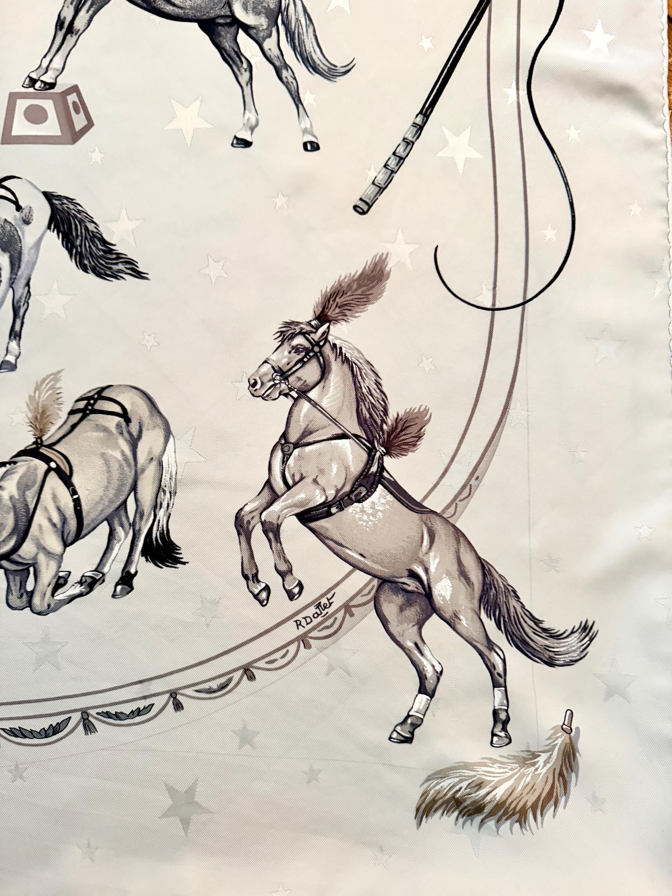 HERMES/シルク/パレオ/ストール/ブラウン/ホワイト HERMÈS EN PISTE Silk Scarf 1998 by Roger Dallet - Etsy