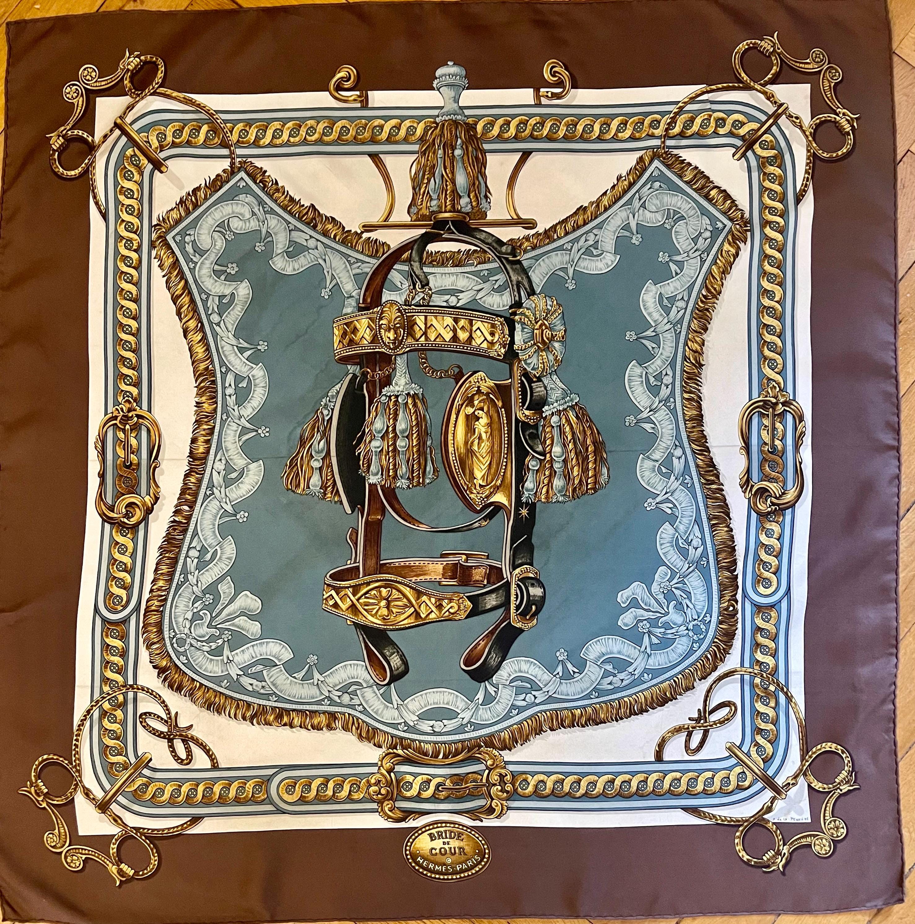 HERMES BRIDE De COUR 1987 Silk Scarf “francoise De La Perriere