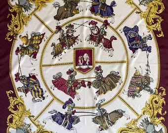 Foulard en soie HERMÈS « CHEVALERIE » 1967