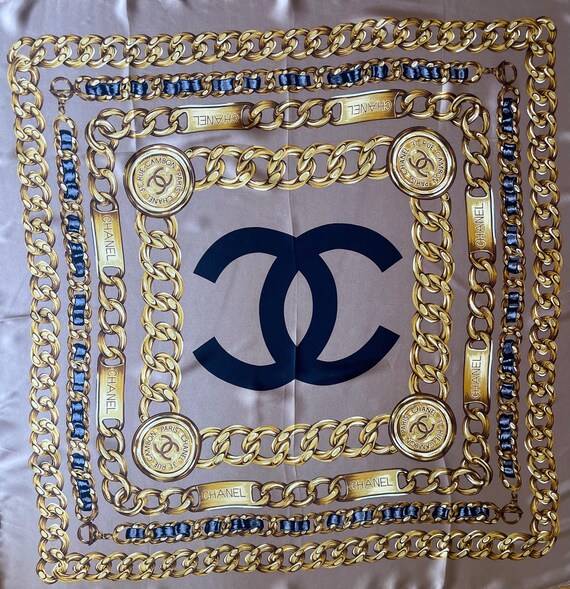 CHANEL Grey CHAIN SILK Scarf - Etsy