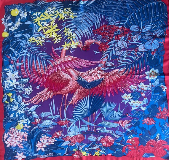 HERMÈS Silk Scarf “FLAMINGO PARTY” 2015 - Etsy