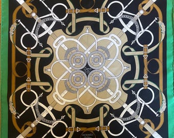 Gavroche HERMÈS ÉPERON d'OR 1989 dessinée par Henry d'Origny Foulard en soie