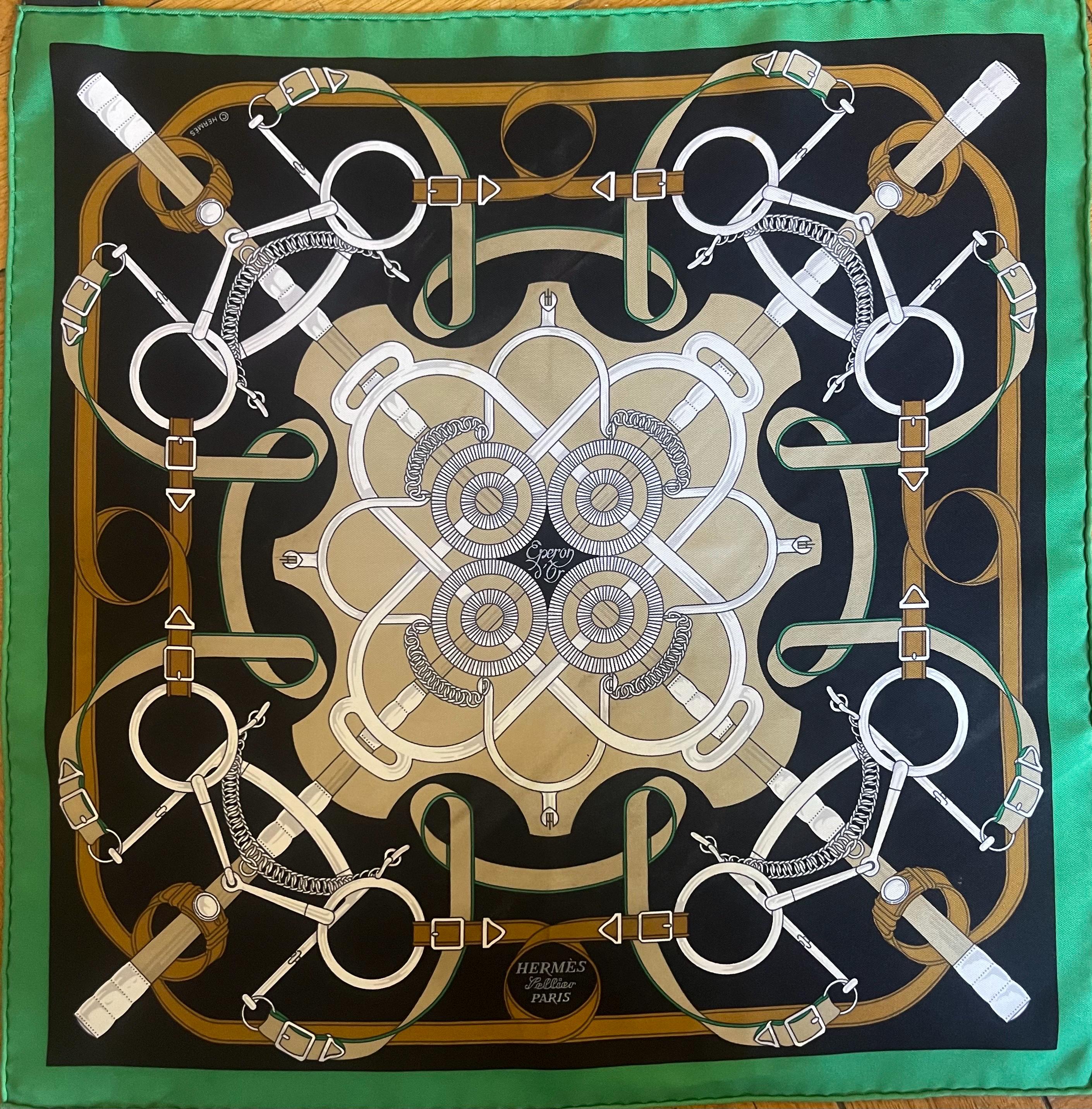 HERMÈS ÉPERON D'or 1989 Gavroche Designed by Henry D'origny Silk