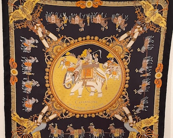HERMÈS Foulard en soie CAPARAÇONS de Ledoux Philippe 1960