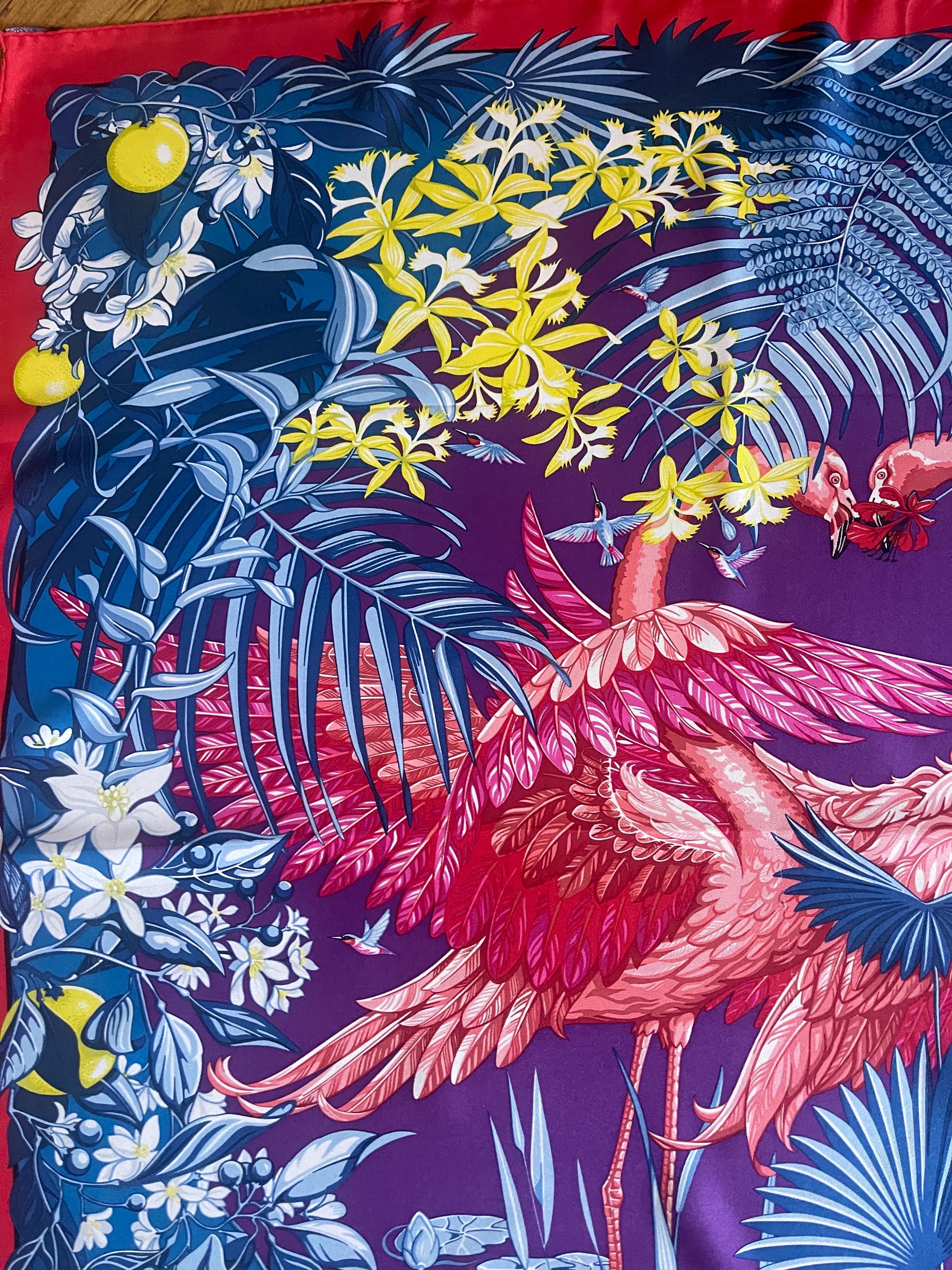 HERMÈS Silk Scarf “FLAMINGO PARTY” 2015 - Etsy