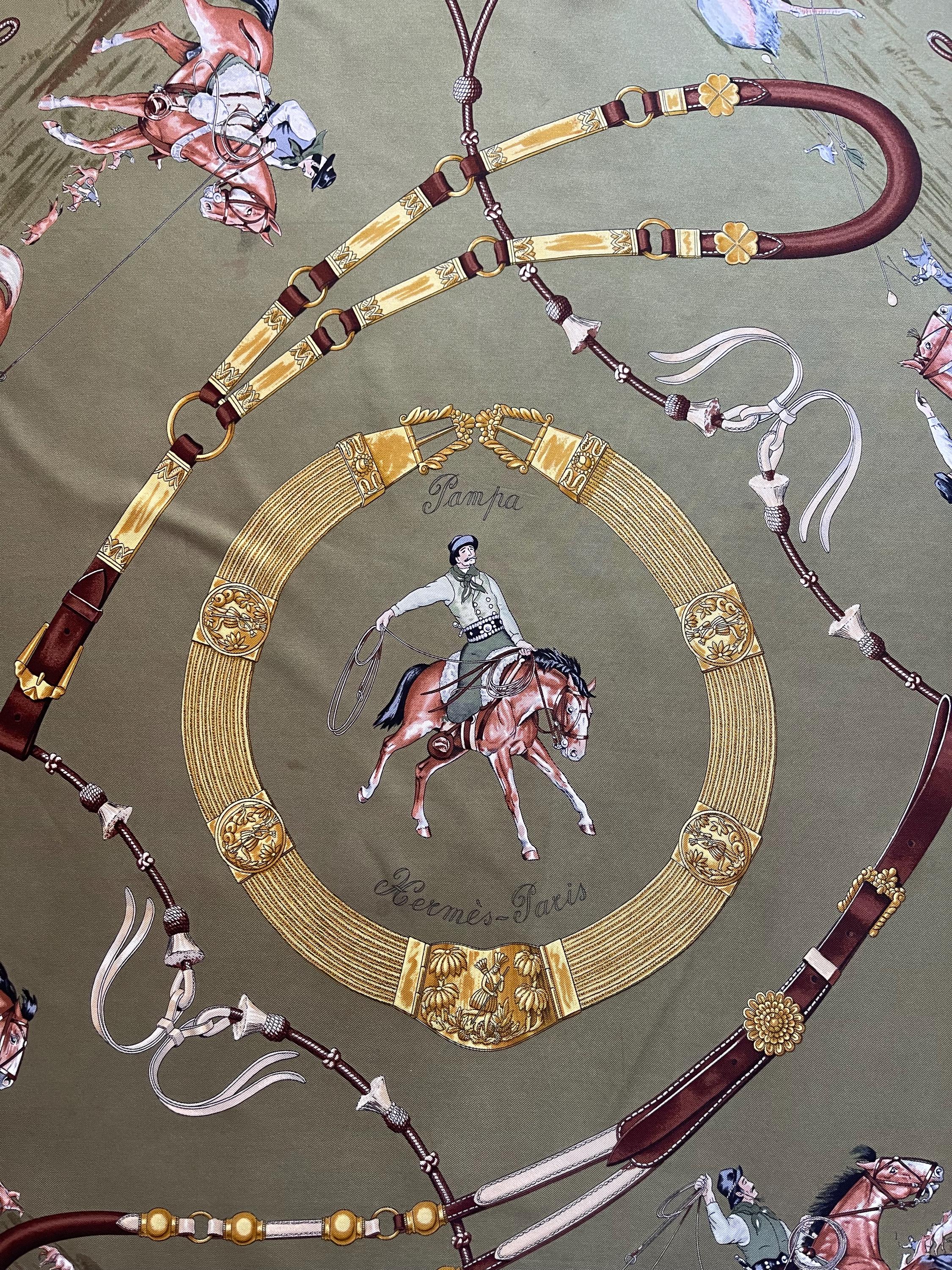 HERMÈS PAMPA Silk Scarf Designed by Jean De Fougerolles 1986 - Etsy