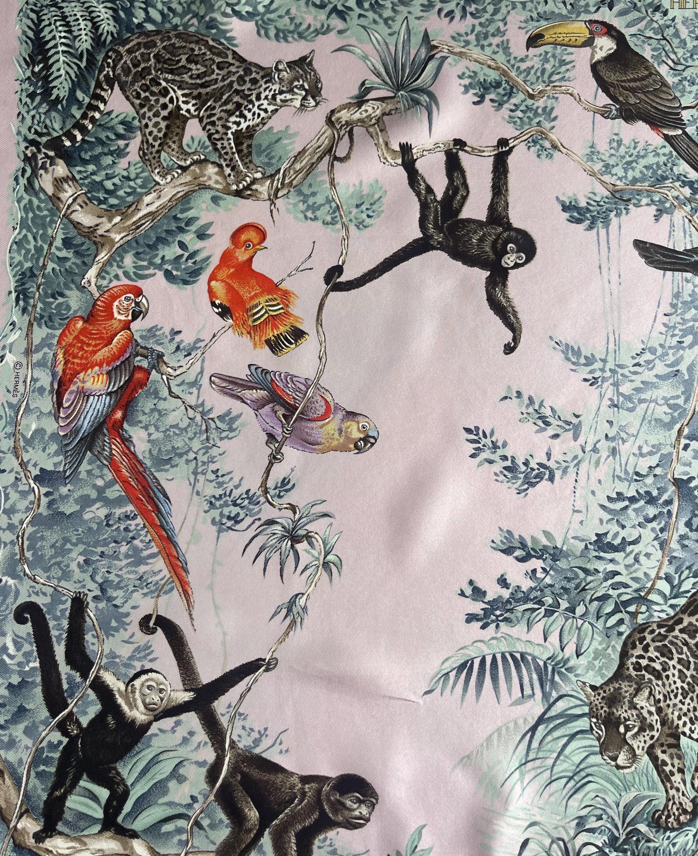 HERMÈS Pink Silk Scarf Équateur 1988 Robert Dallet - Etsy