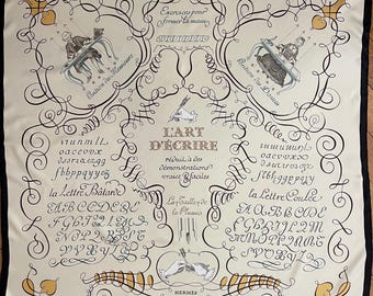 HERMES  the ART of WRITING silk scarf by Maurice Tranchant 2005