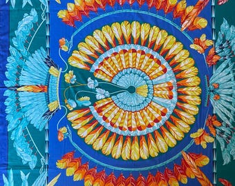 HERMÈS « BRAZIL PARÉO » en coton Bleu