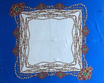 Foulard en soie Gripoix bleu et blanc CHANEL