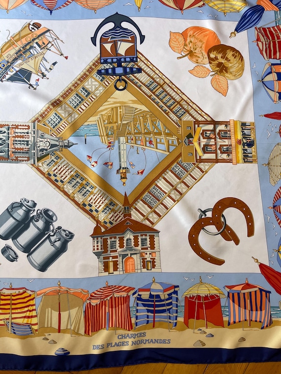 HERMÈS Silk Scarf « charmes Des PLAGES NORMANDES » 2002 - Etsy