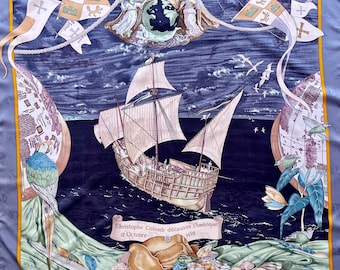 HERMÈS Scarf “CHRISTOPHE COLOMB Découvre L’Amerique” 1992