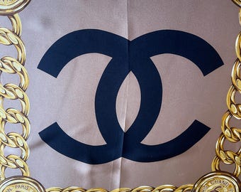 CHANEL scarf チェーンデザイン スカーフ CHANEL Grey CHAIN SILK Scarf - Etsy